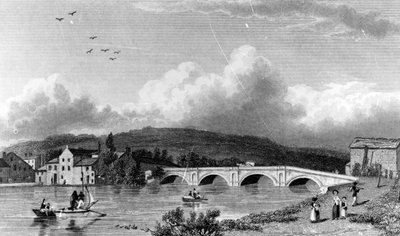 Strammongate Bridge, Kendal, engraved by E. Finden by William Westall